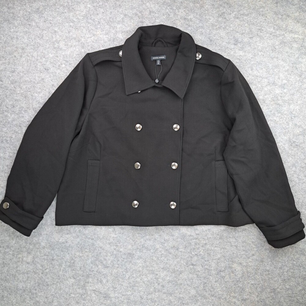 Universal Standard Large Short Trench Coat Womens 22/24 Black Double Breasted